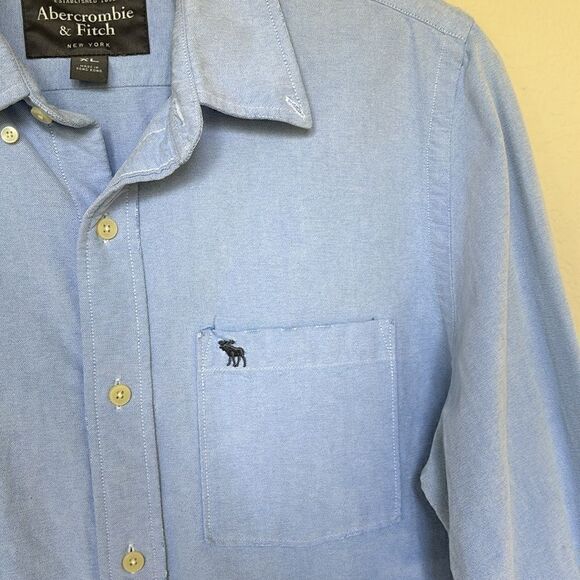Abercrombie & Fitch men’s muscle light blue button down dress shirt XL - Picture 4 of 8